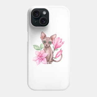 Kitten and magnolias Phone Case