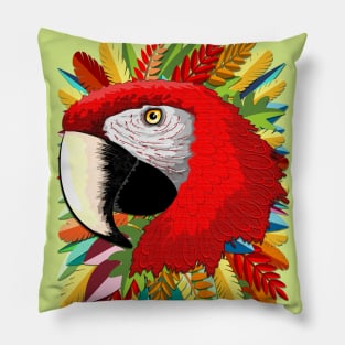 Macaw Parrot Paper Craft Digital Art Pillow