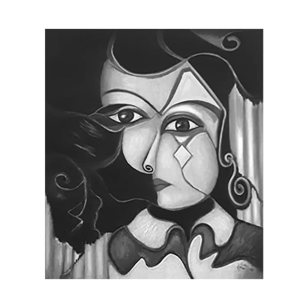 Modern art painting black & white |  woman's Portrait by ESSED