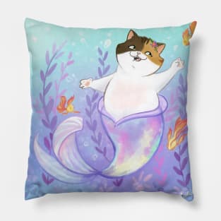 super cute cat mermaid Pillow