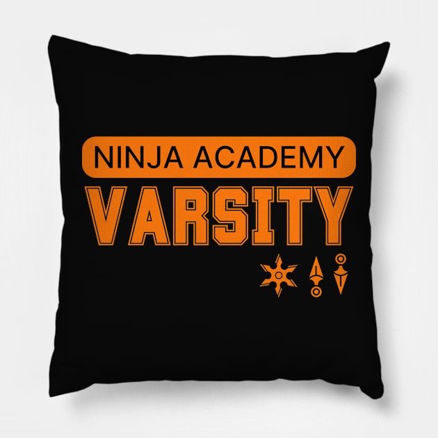 NINJA ACADEMY VARSITY Pillow by ChilledTaho Visuals