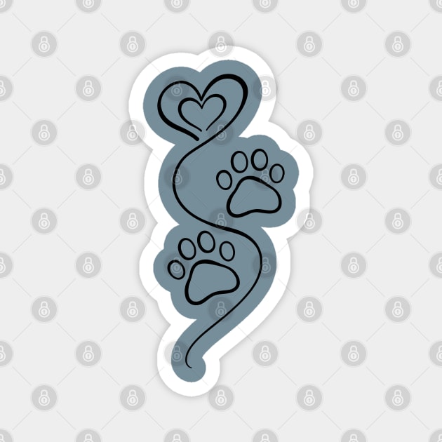 Love Paw Print Line Art Magnet by Champanie's Store