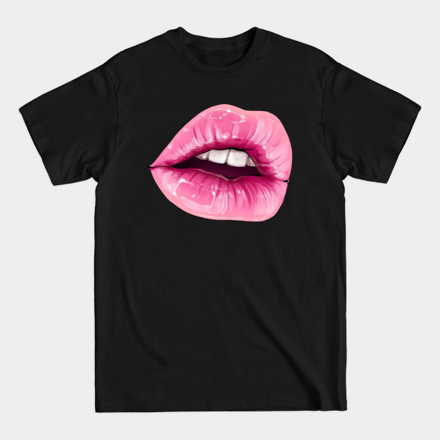 Discover Hand-drawn parted sexy lips in barbie pink color - Lips - T-Shirt