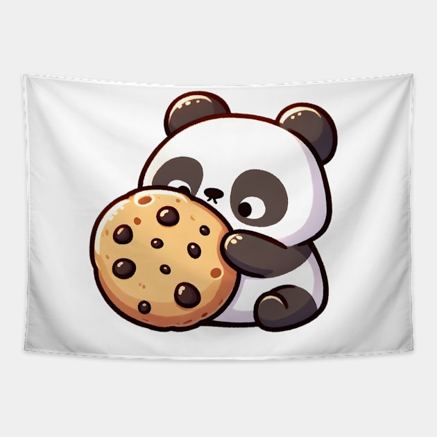 Panda Enjoying a Delicious Chocolate Chip Cookie Tapestry by Umbrella Studio