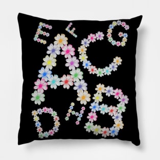 Letters, alphabet, flower, cosmos flowers, floral, nature Pillow