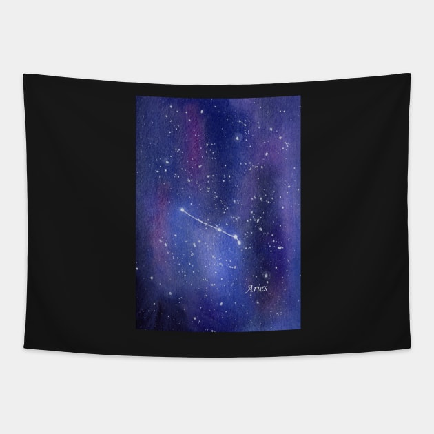 Star Constellation for Aries Zodiac Sign Tapestry by Sandraartist