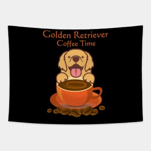 Golden Retriever Coffee Time Tapestry