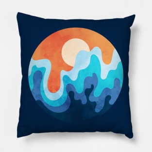 Pleasant Sky and Ocean Waves Art Pillow