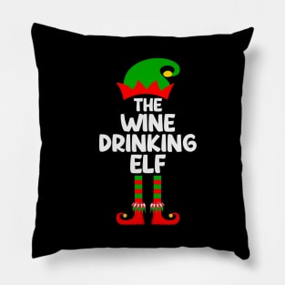 Wine Drinking Elf Matching Family Group Christmas Party Pajama Pillow