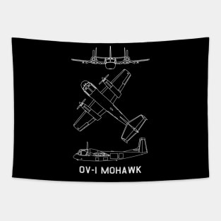 OV-1 Mohawk American Observation Aircraft Blueprints Tapestry