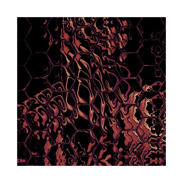 Flames Beehive Honeycomb Abstract by Moon Art