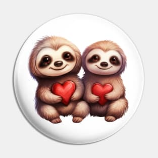 Valentine Sloth Couple Pin