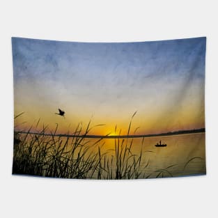 Sunset Fishing Tapestry