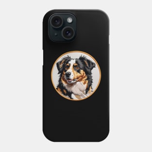 Smiling Australian Shepherd Embroidered Patch Phone Case