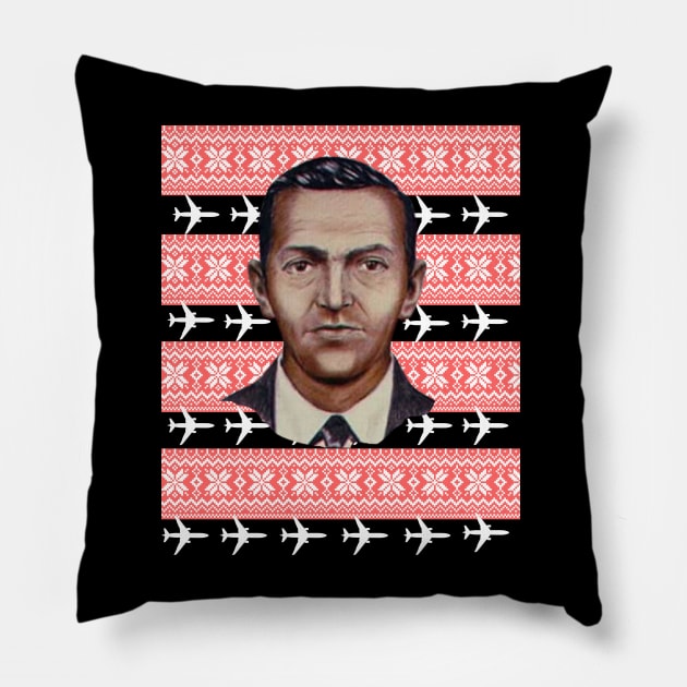 DB Cooper Ugly Christmas Sweater Pillow by Museflash