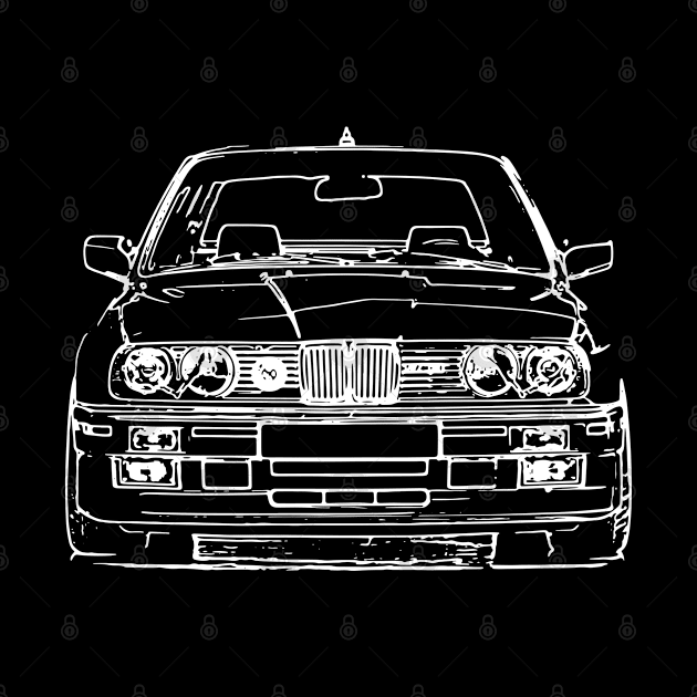 White E30 Car Sketch Art by DemangDesign