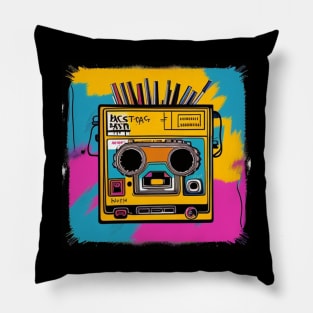 80s Music Retro Vintage 8-Track Pillow