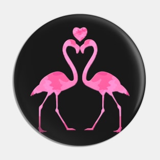 Pink Camouflage Flamingo With A Heart Pin