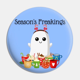 Season's Freakings (greetings) Holiday Winter Ghost Pin