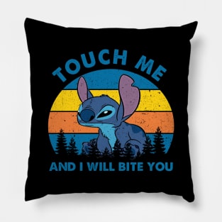 Touch Me and I Will Bite You Stitch Retro Pillow