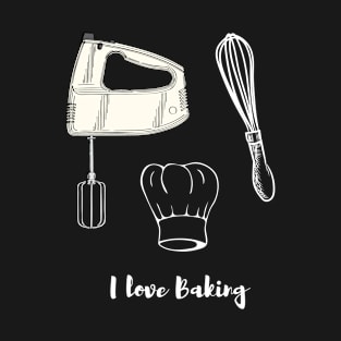 White grey whisk kitchen hand mixer baking art T-Shirt