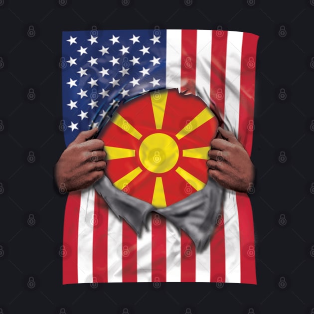 Macedonia Flag American Flag Ripped - Gift for Macedonian From Macedonia by Country Flags