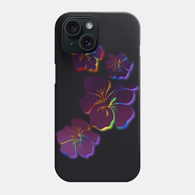Hibiscus purples with rainbow accent Phone Case by Danispolez_illustrations