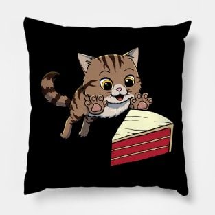 Siberian Cat excited to eat Red Velvet Cake Pillow