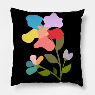 Modern shape, colorful flowers Pillow