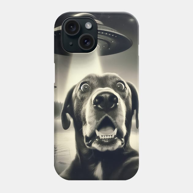 Dog selfie with UFO Phone Case by TomFrontierArt