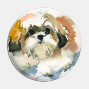 Shih Tzu Watercolor Painting - Dog Lover Gifts Pin