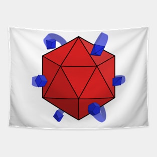 Dice Atom ( Red / Blue ) ( Dungeons and Dragons / DnD Inspired ) Tapestry