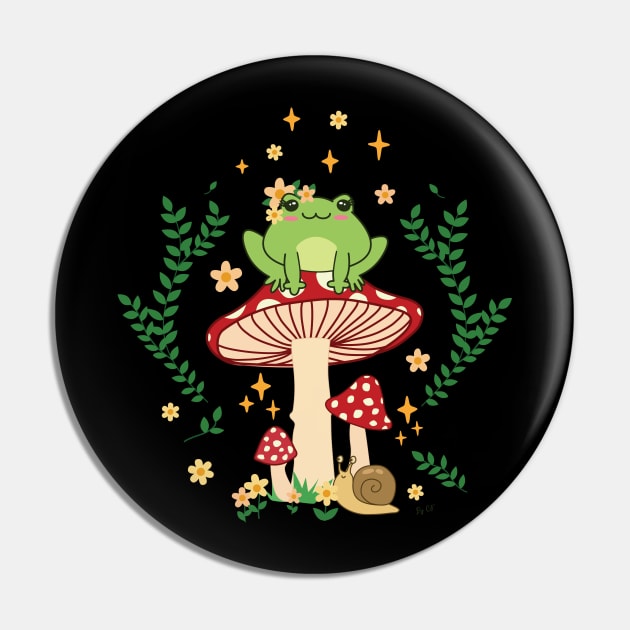 Kawaii Cottagecore Aesthetics Lady frog Pin by Treasured Trends