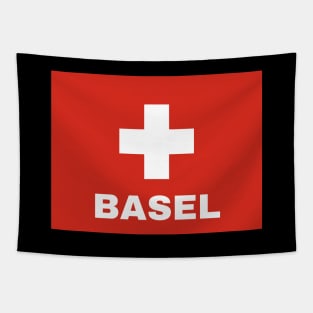 Basel City in Swiss Flag Tapestry