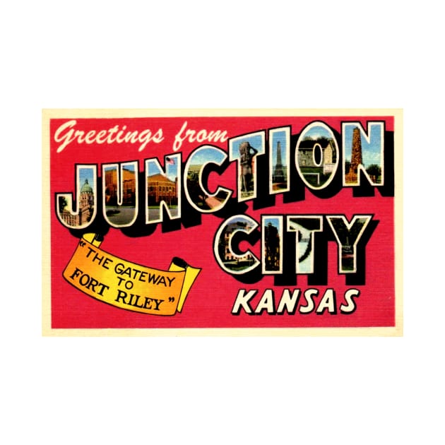 Greetings from Junction City, Kansas - Vintage Large Letter Postcard by Naves