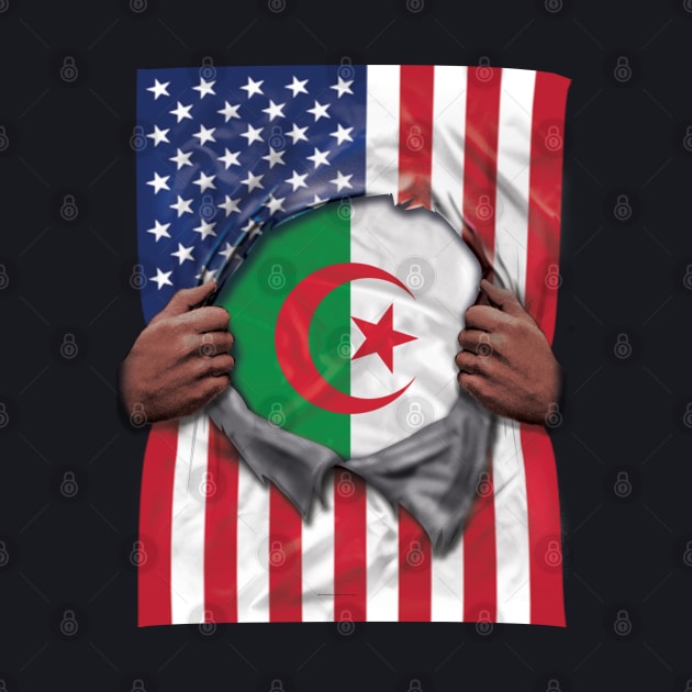 Algeria Flag American Flag Ripped - Gift for Algerian From Algeria by Country Flags