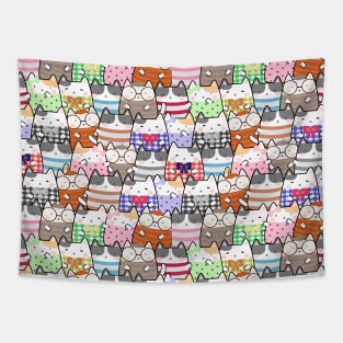 Seamless Pattern Cute Kawaii Cats Tapestry