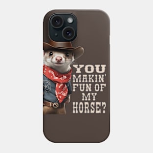 Funny animal weasel cowboy horse western American west Phone Case