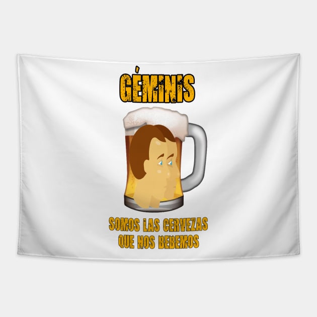 Fun design for lovers of beer and good liquor. Gemini sign Tapestry by Cervezas del Zodiaco