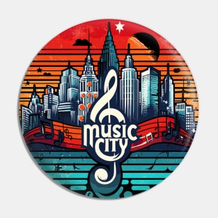 Retro Music City Pin