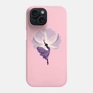 Ballet dancer in a purple dress dancing, floral background, Vector illustration, tiptoe ballet performer Phone Case