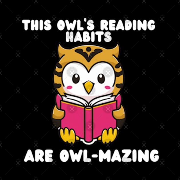 Cute Owl Reading a Book For Good Habit by Estrella Design