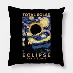 Van Gogh Starry Night Total Solar Eclipse April 8 2024 Pillow