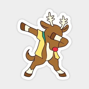 Cute Dabbing Christmas Reindeer Cartoon Magnet