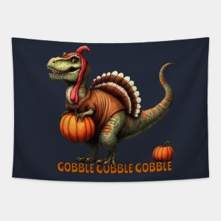 Thanksgiving Dinosaur Gobble Gobble Gobble Tapestry