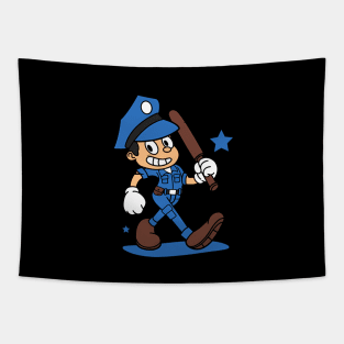 Protect And Serve Police Mascot Tapestry