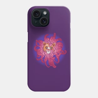 Chrysanthemum Floral Red Cat Illustration Phone Case