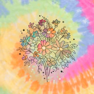 Sketchy Watercolor & Ink Wildflowers T-Shirt