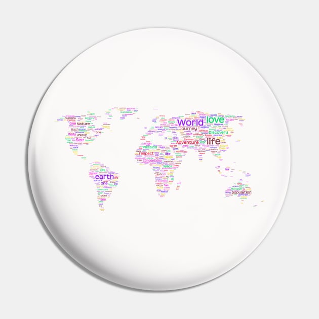 World Map Travel Text Word Cloud Pin by Cubebox