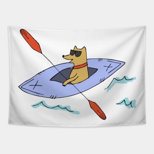 Cool Dog Kayaking Tapestry